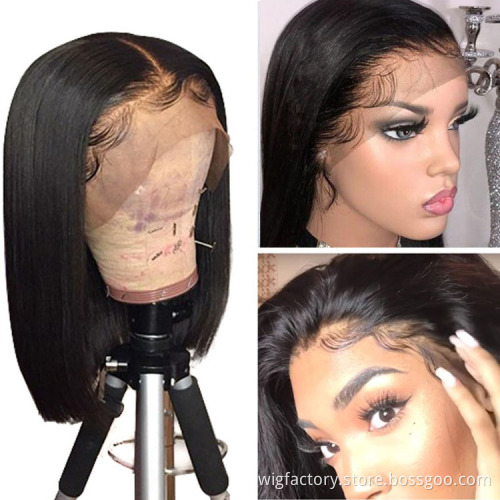 factory price bob lace wig,good quality 100% human hair 13*4 lace frontal bob wig,4*4 closure human hair wigs